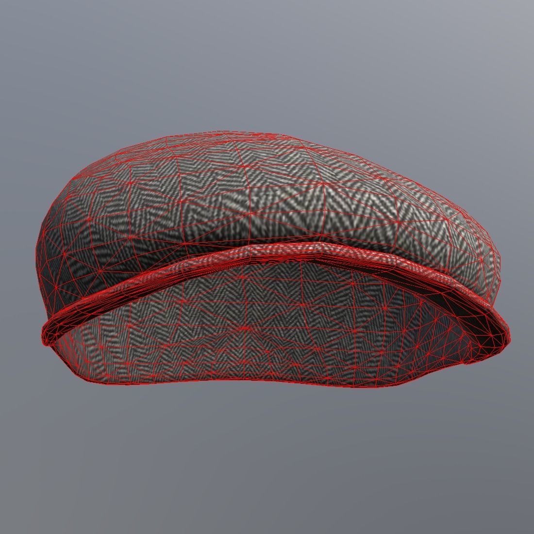 Flatcap herringbone cap Low-poly 3D model_5