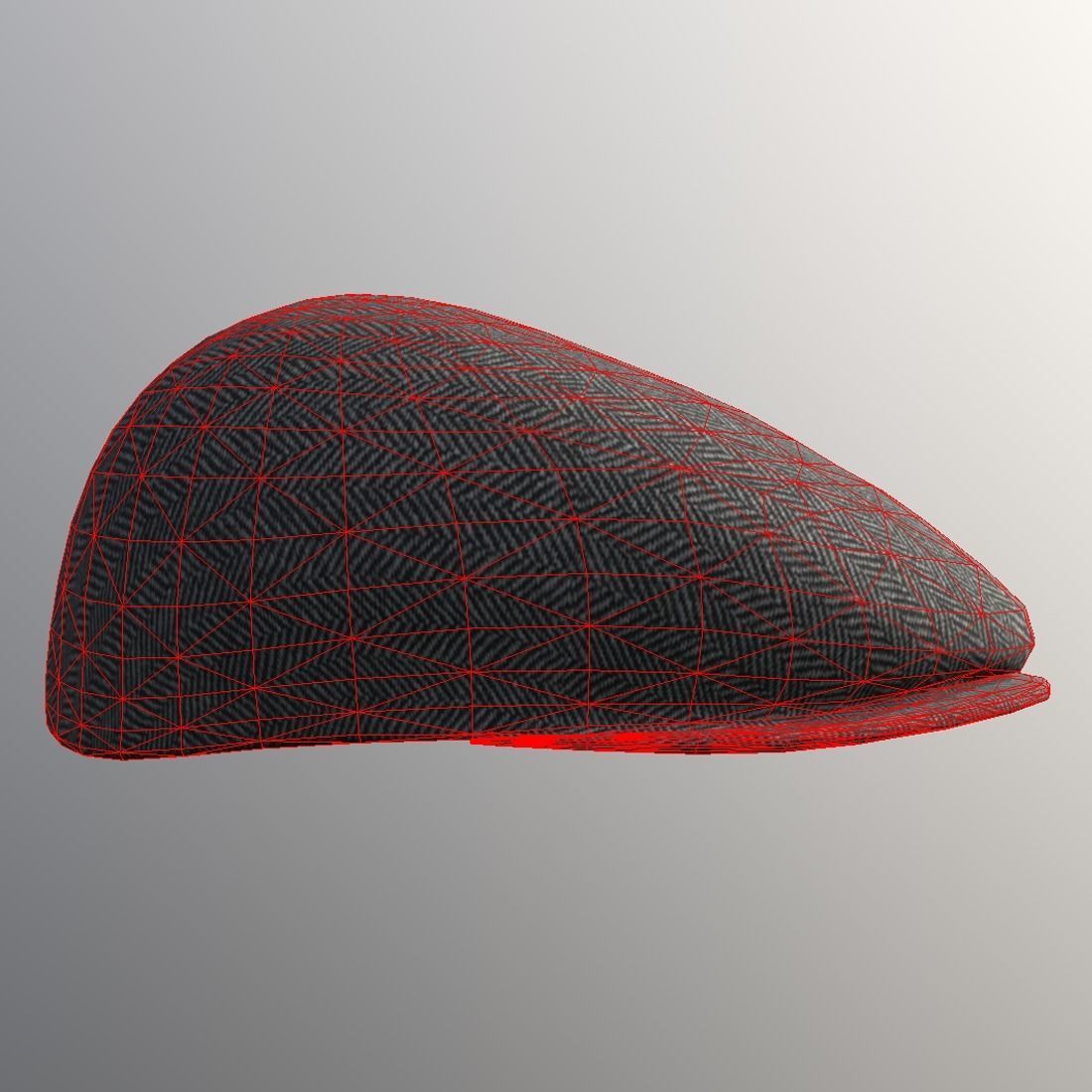 Flatcap herringbone cap Low-poly 3D model_4