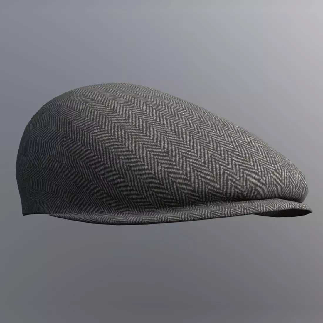 Flatcap herringbone cap Low-poly 3D model_0