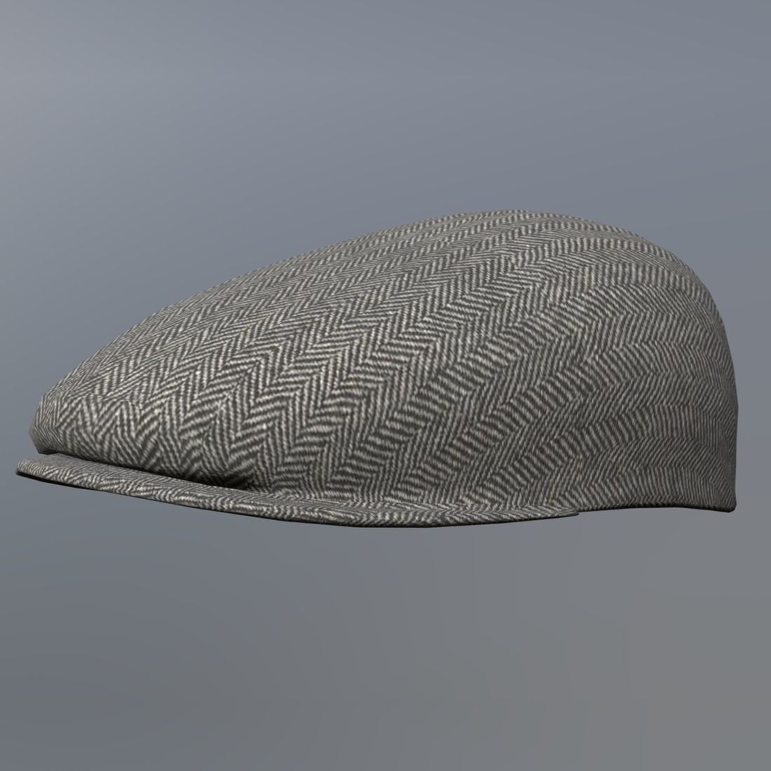 Flatcap herringbone cap Low-poly 3D model_2
