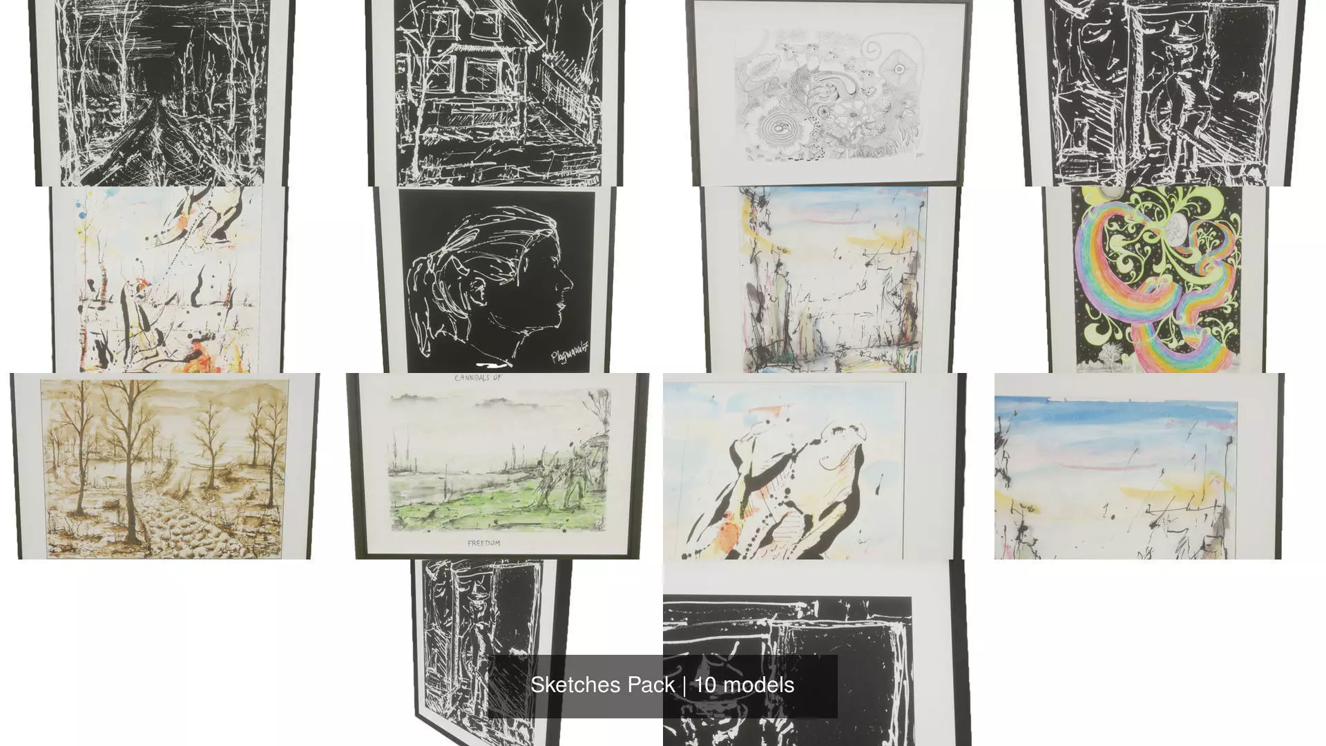 Sketches Pack 3D Model Collection_1