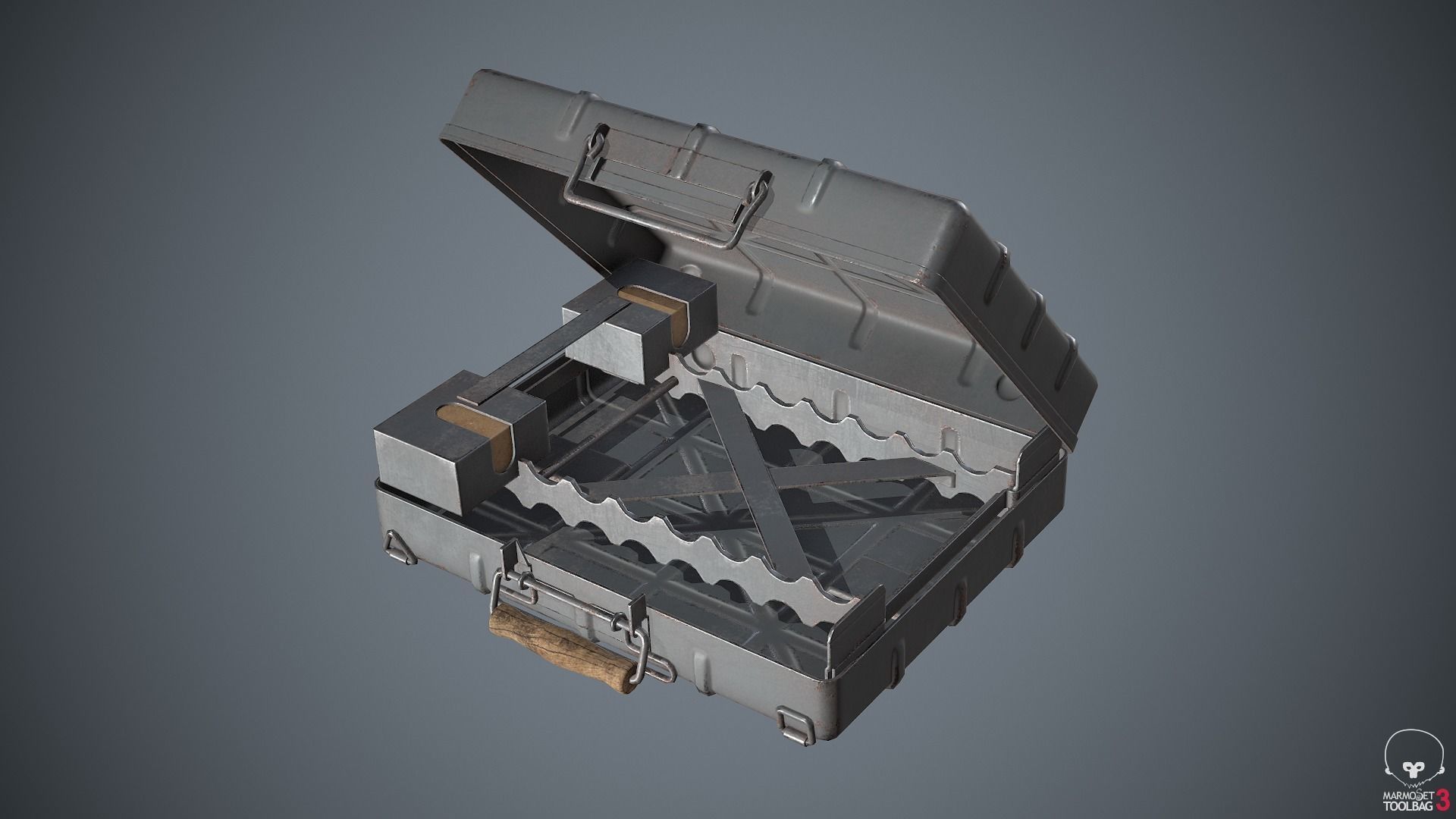 Container Ammunition Grey Low-poly 3D model_8