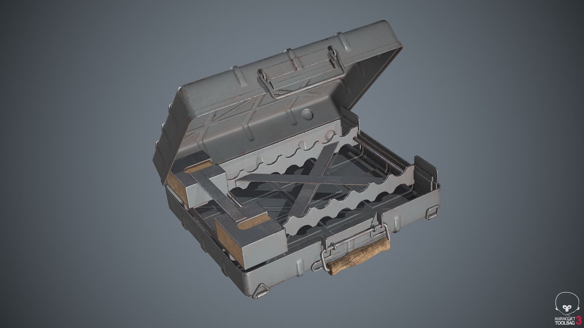 Container Ammunition Grey Low-poly 3D model_9