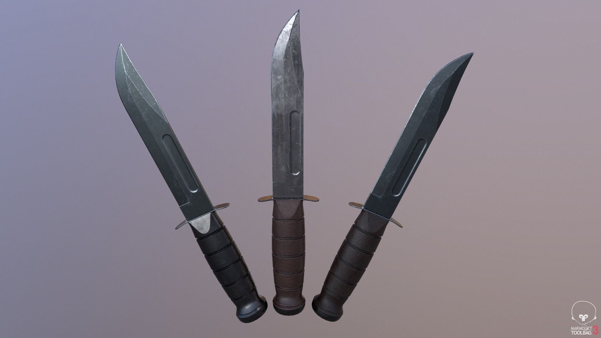 Realistic High Quality Low Poly Combat Knife Low-poly 3D model_11