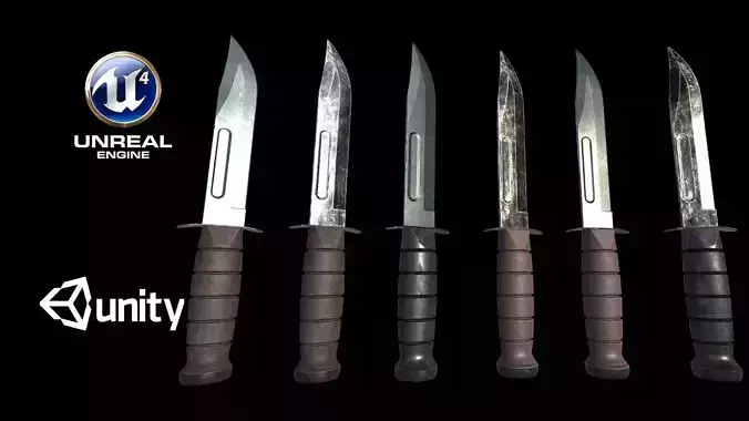 Realistic High Quality Low Poly Combat Knife Low-poly 3D model