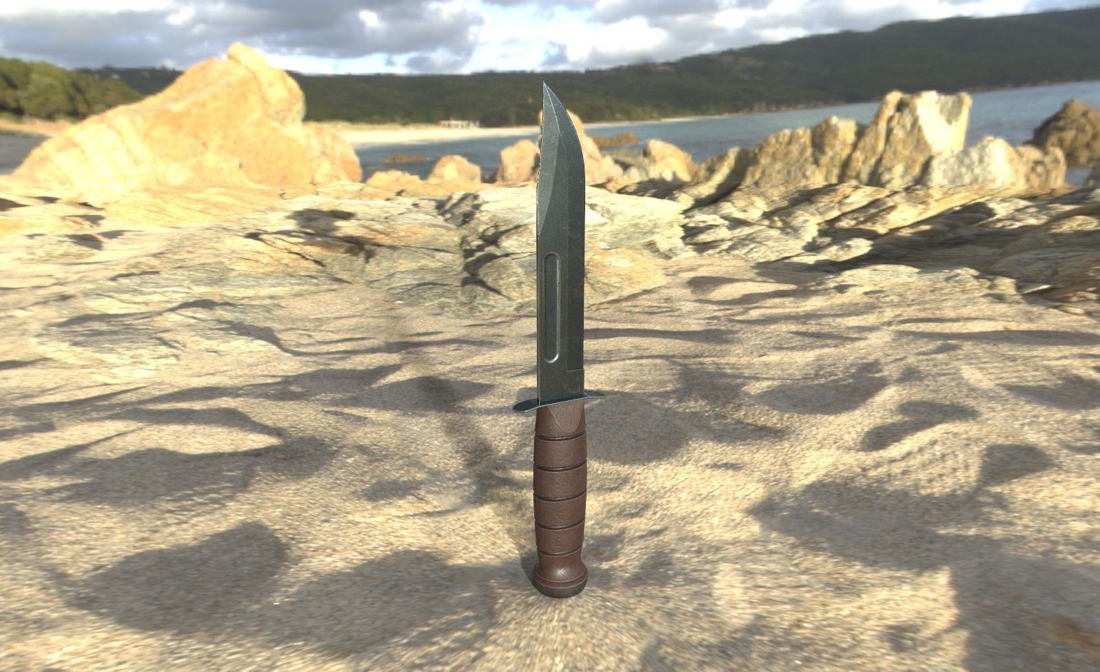 Realistic High Quality Low Poly Combat Knife Low-poly 3D model_10
