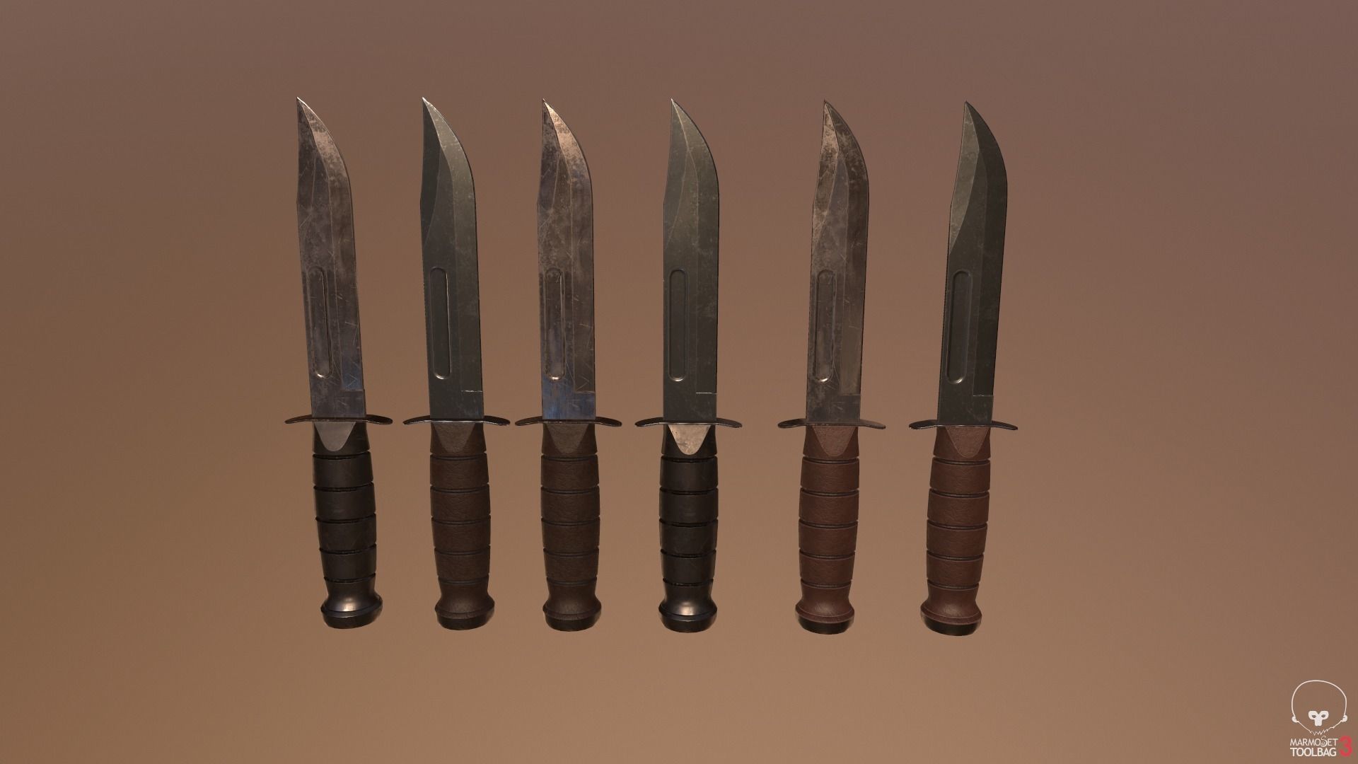 Realistic High Quality Low Poly Combat Knife Low-poly 3D model_3