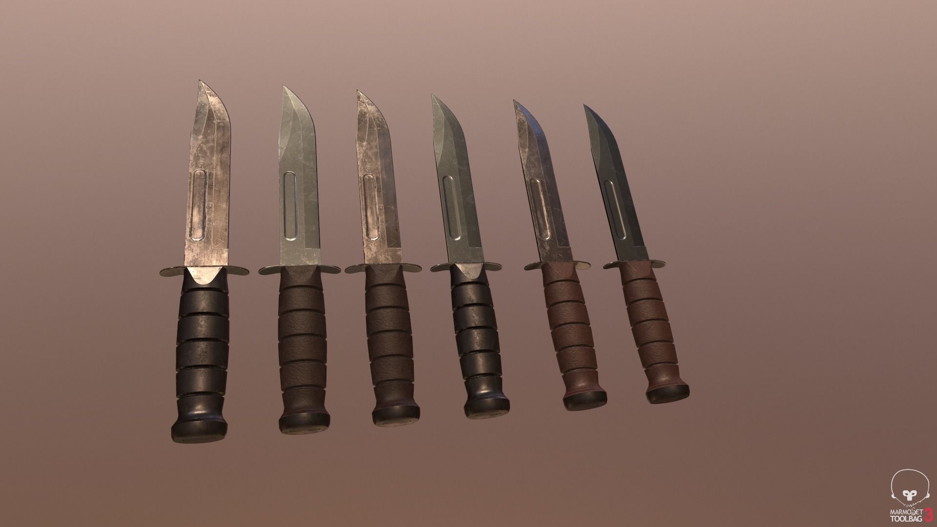 Realistic High Quality Low Poly Combat Knife Low-poly 3D model_4