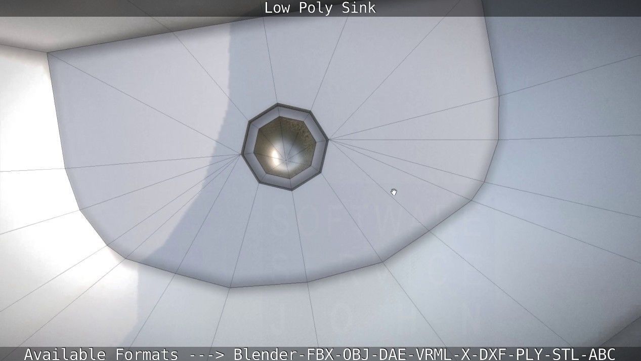 Low-Poly Sink bathroom with two faucets Low-poly 3D model_86