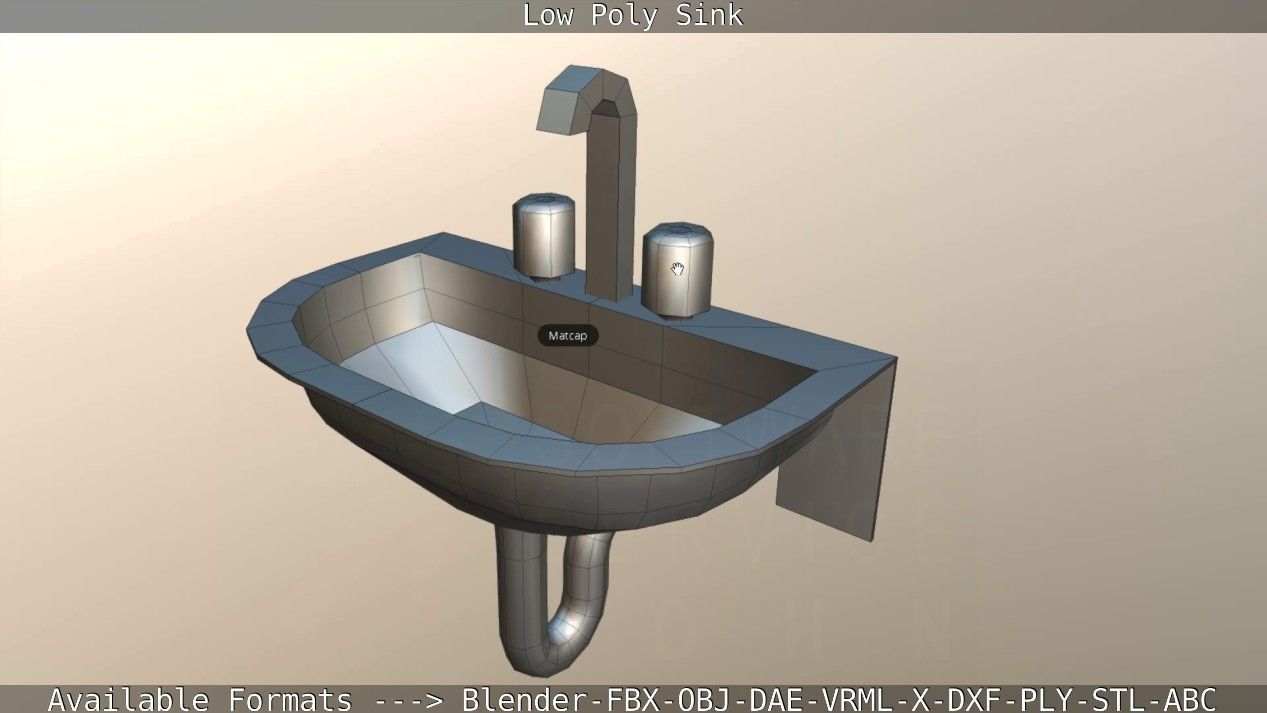 Low-Poly Sink bathroom with two faucets Low-poly 3D model_50