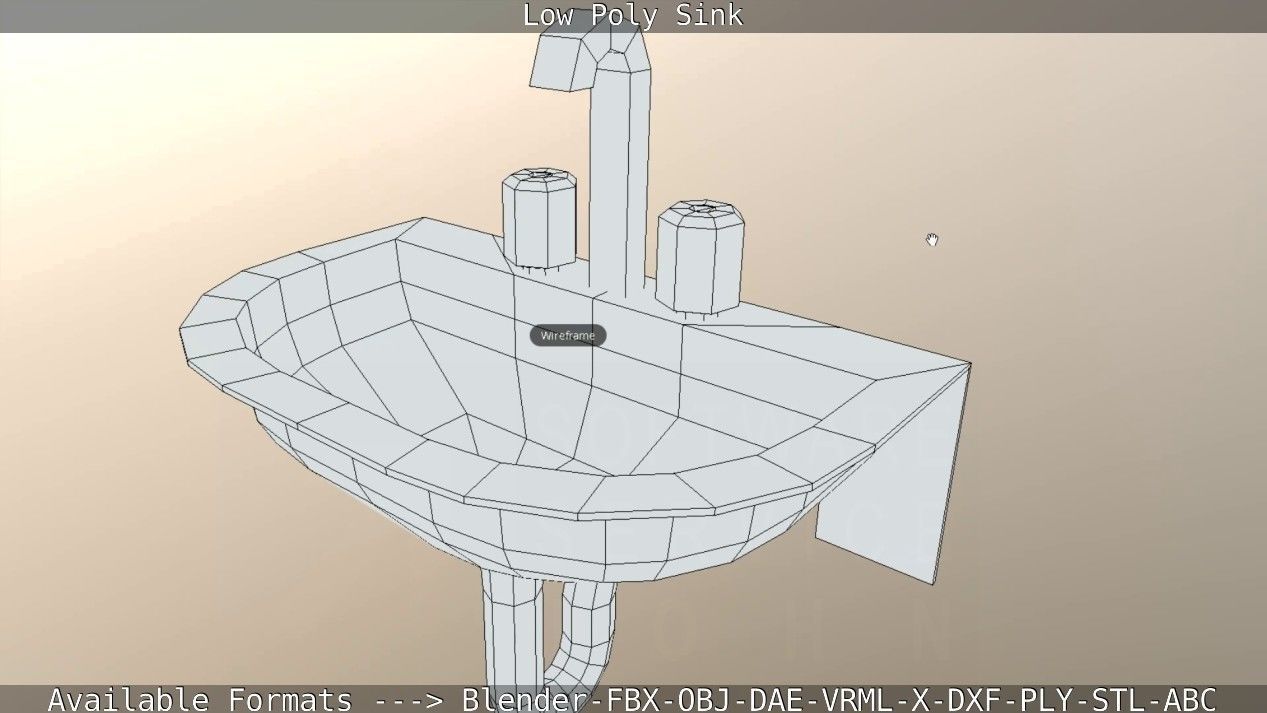 Low-Poly Sink bathroom with two faucets Low-poly 3D model_52