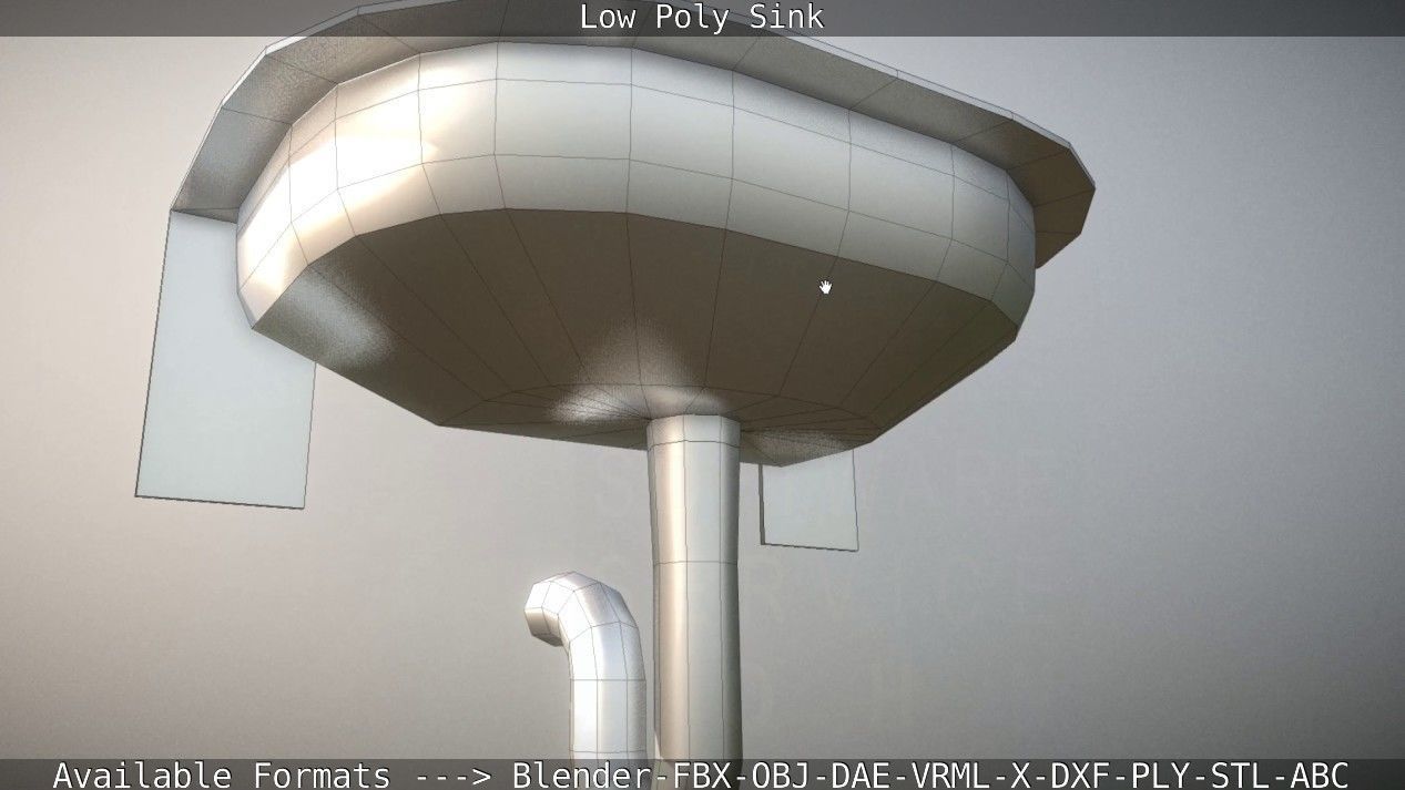 Low-Poly Sink bathroom with two faucets Low-poly 3D model_31