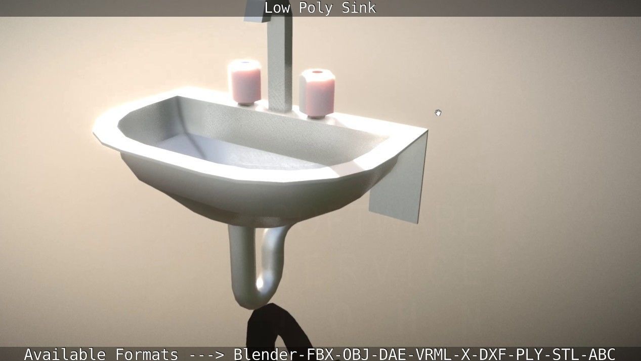 Low-Poly Sink bathroom with two faucets Low-poly 3D model_75