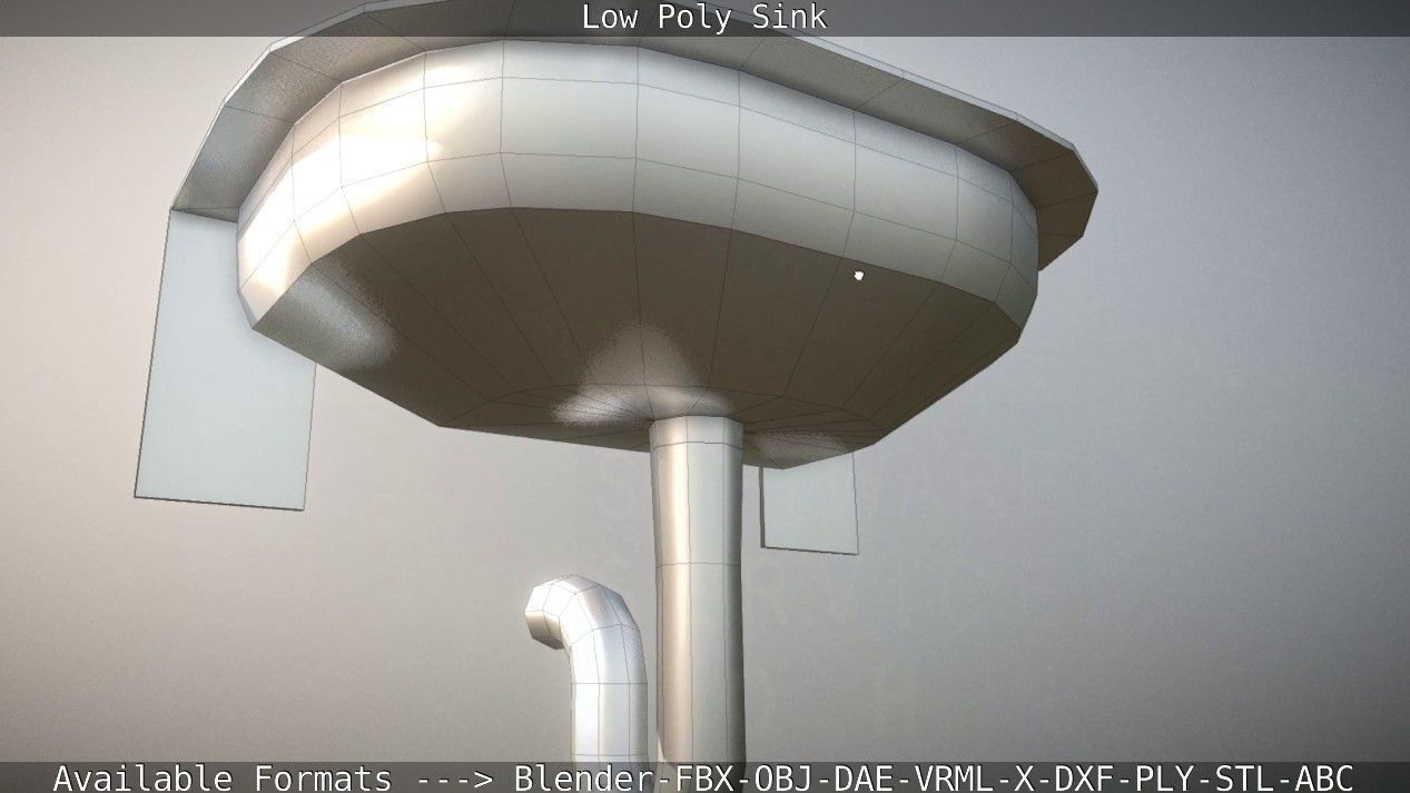 Low-Poly Sink bathroom with two faucets Low-poly 3D model_32