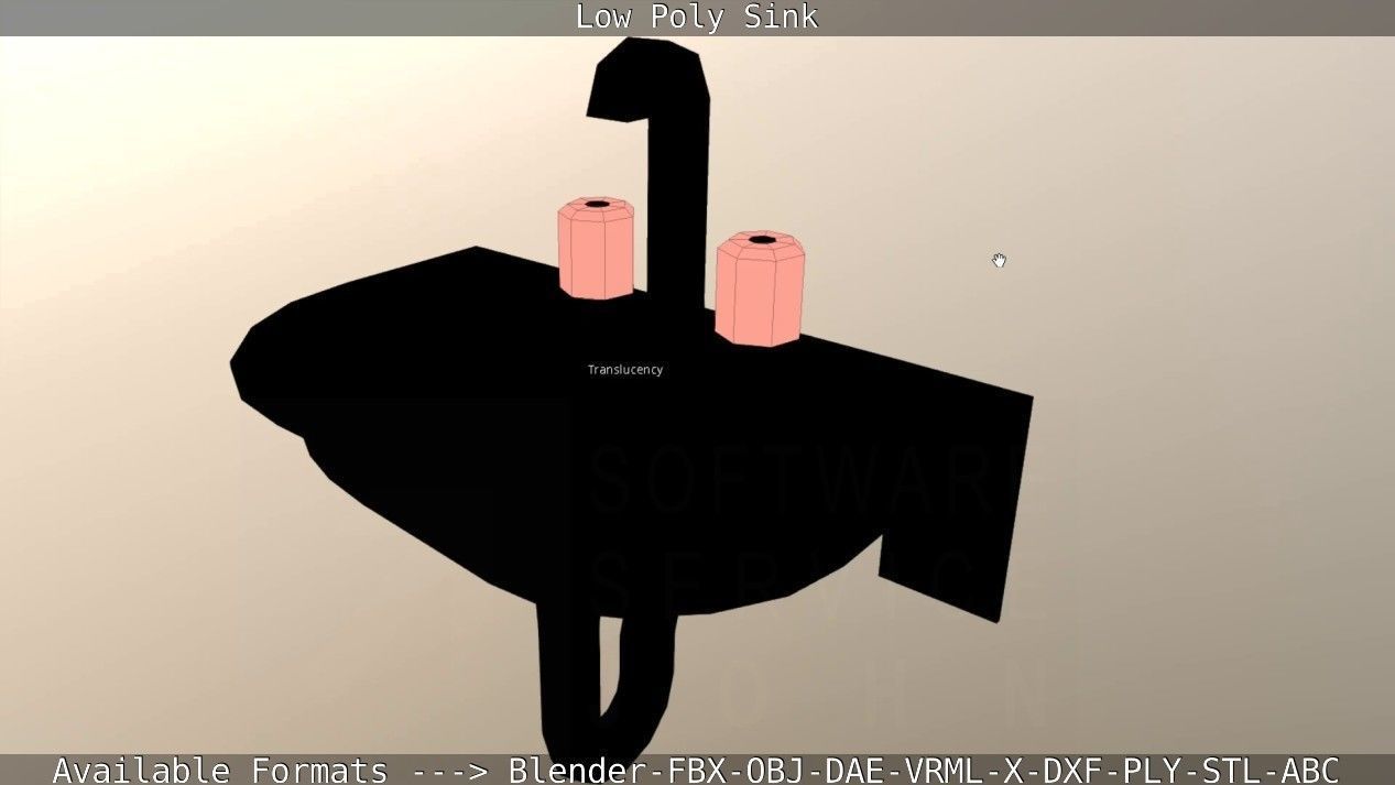 Low-Poly Sink bathroom with two faucets Low-poly 3D model_61