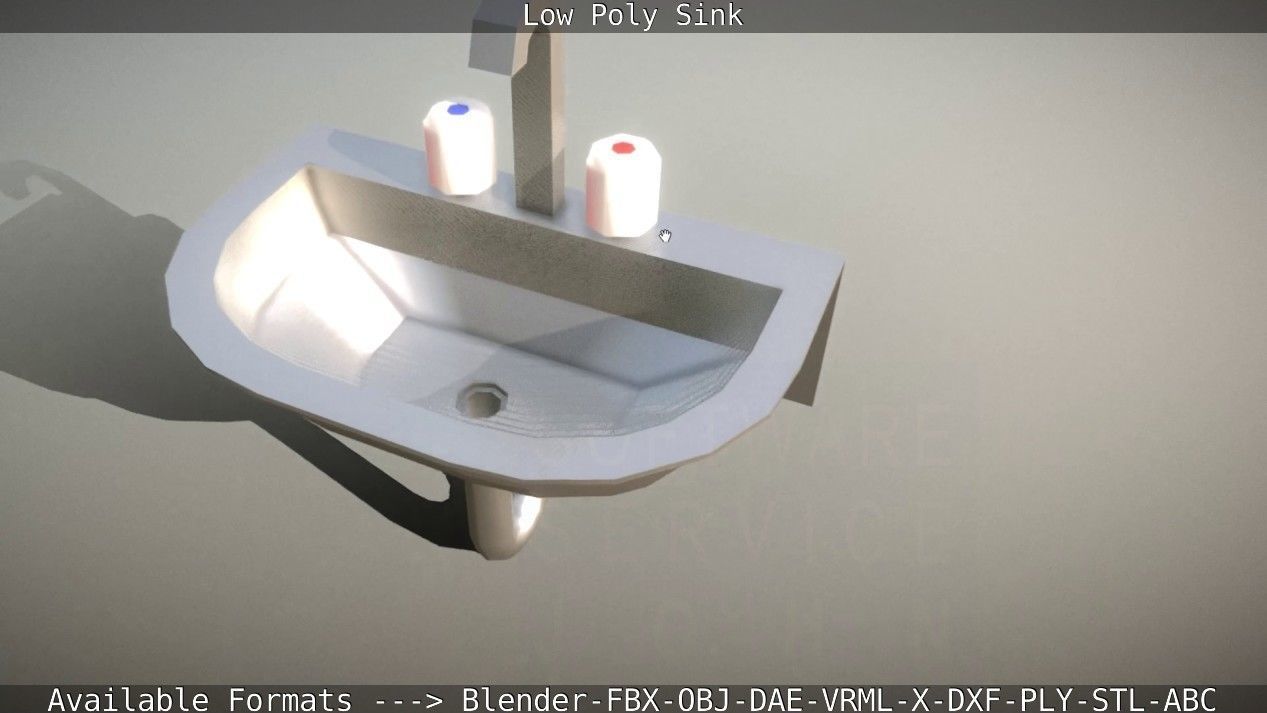 Low-Poly Sink bathroom with two faucets Low-poly 3D model_78