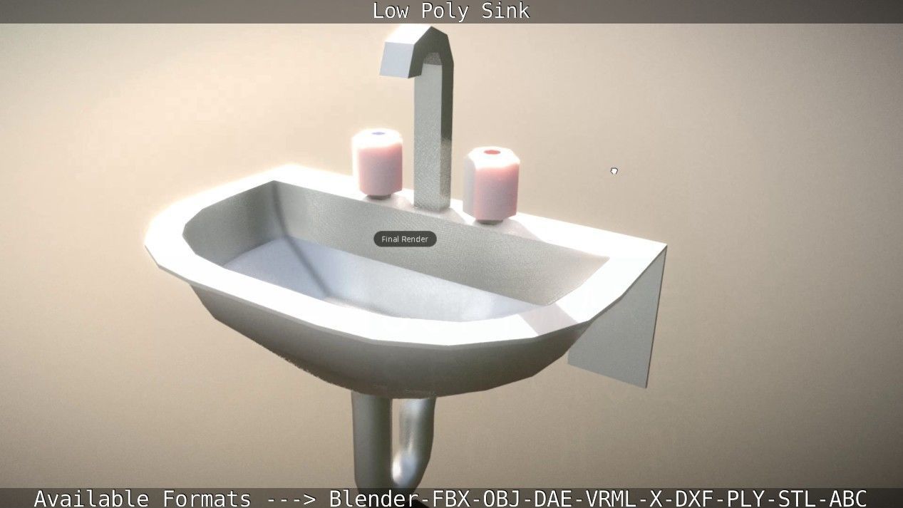 Low-Poly Sink bathroom with two faucets Low-poly 3D model_67