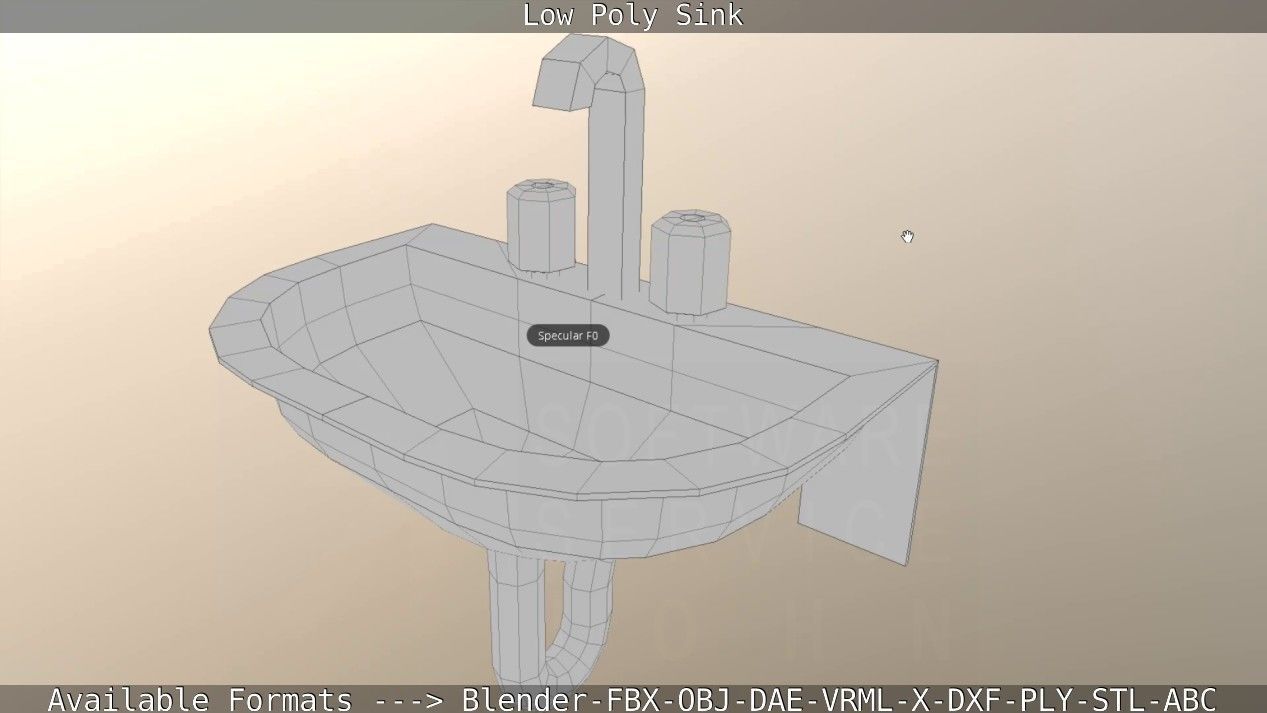 Low-Poly Sink bathroom with two faucets Low-poly 3D model_62