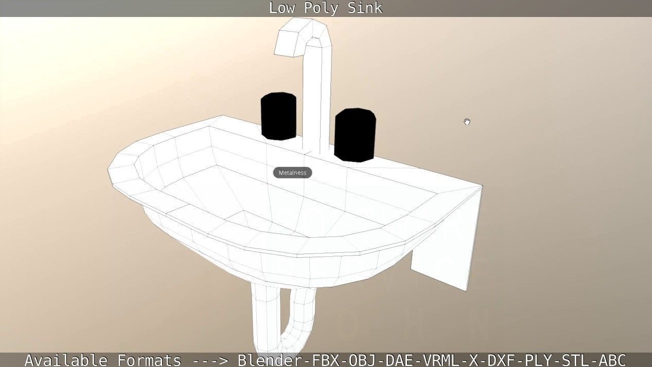 Low-Poly Sink bathroom with two faucets Low-poly 3D model_57