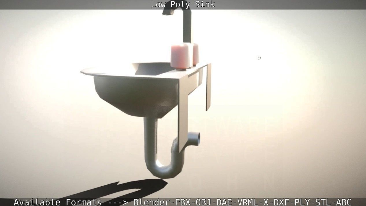 Low-Poly Sink bathroom with two faucets Low-poly 3D model_73