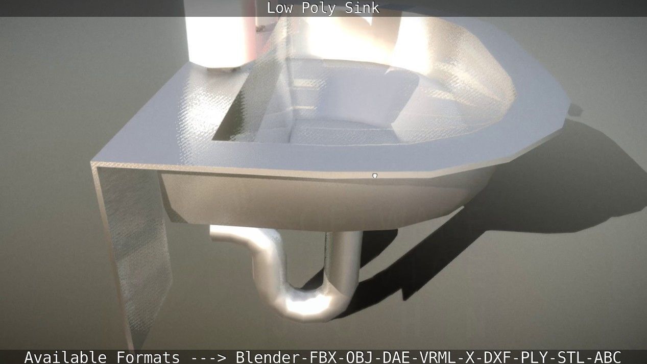 Low-Poly Sink bathroom with two faucets Low-poly 3D model_37