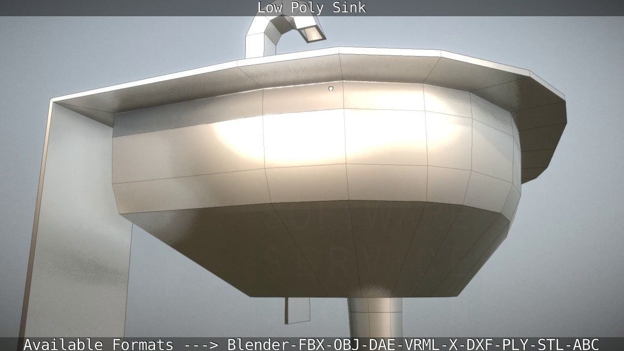 Low-Poly Sink bathroom with two faucets Low-poly 3D model_14