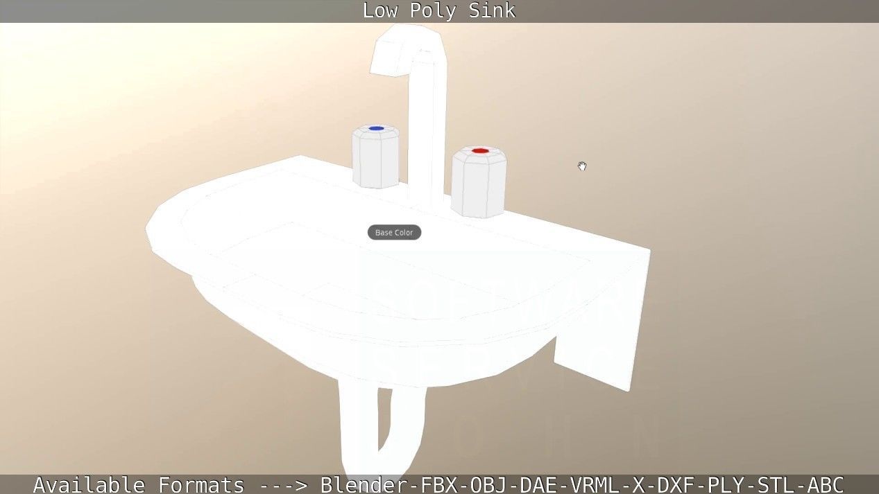Low-Poly Sink bathroom with two faucets Low-poly 3D model_65