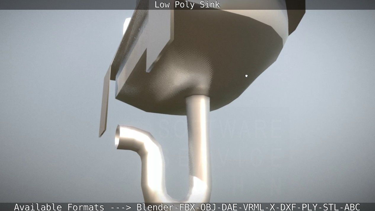 Low-Poly Sink bathroom with two faucets Low-poly 3D model_35