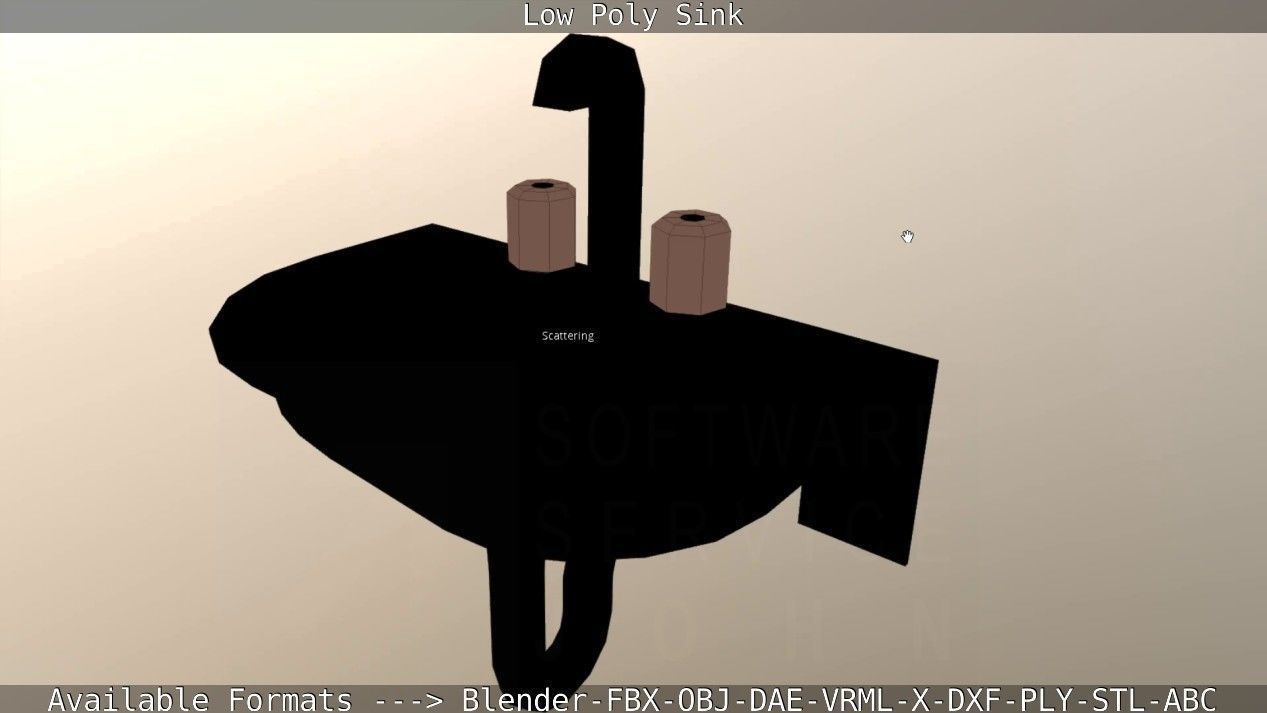 Low-Poly Sink bathroom with two faucets Low-poly 3D model_60