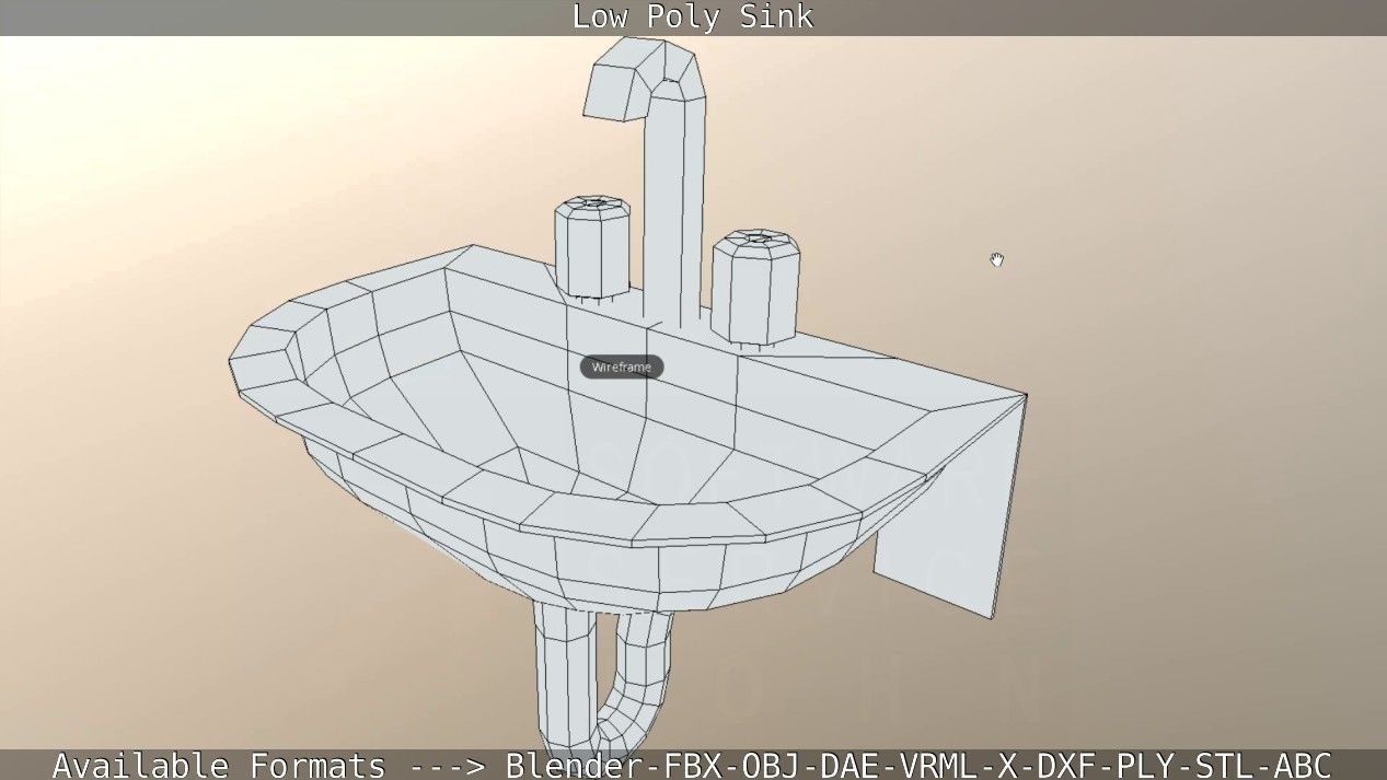Low-Poly Sink bathroom with two faucets Low-poly 3D model_55
