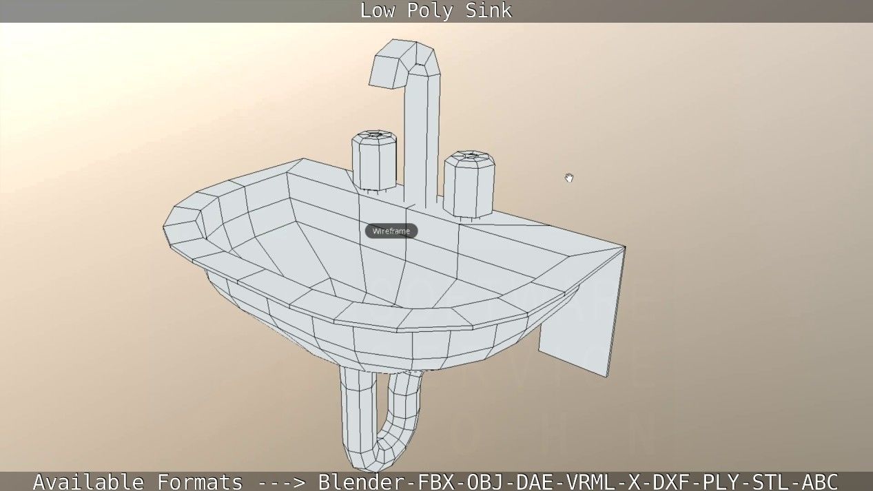 Low-Poly Sink bathroom with two faucets Low-poly 3D model_51
