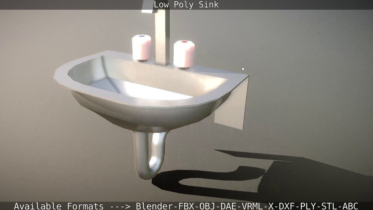Low-Poly Sink bathroom with two faucets Low-poly 3D model_76