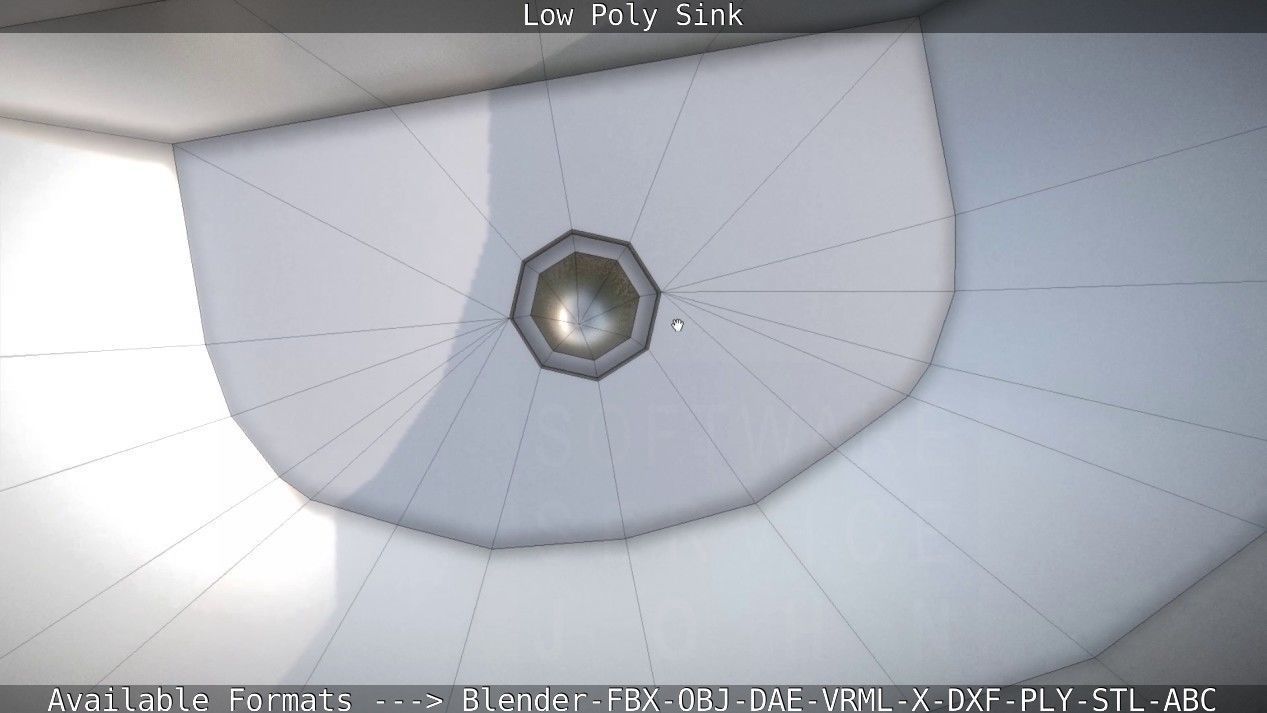 Low-Poly Sink bathroom with two faucets Low-poly 3D model_88