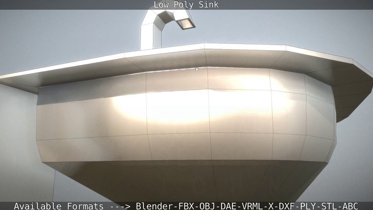 Low-Poly Sink bathroom with two faucets Low-poly 3D model_15