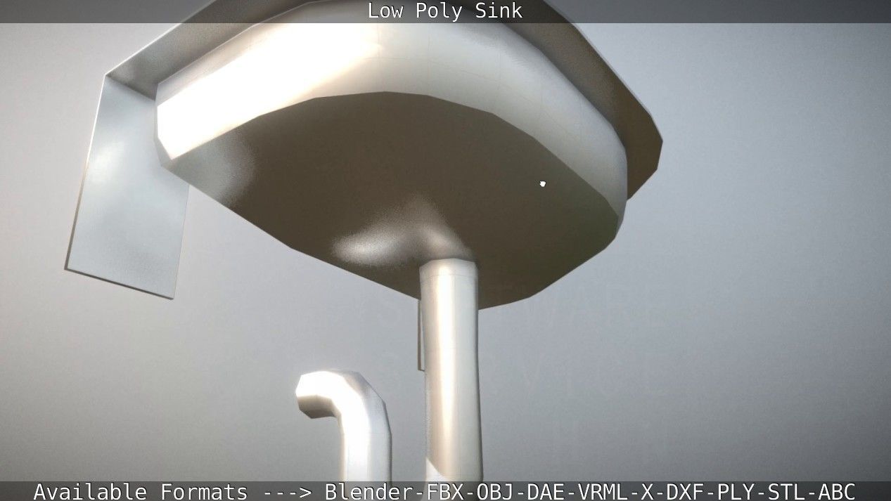 Low-Poly Sink bathroom with two faucets Low-poly 3D model_33