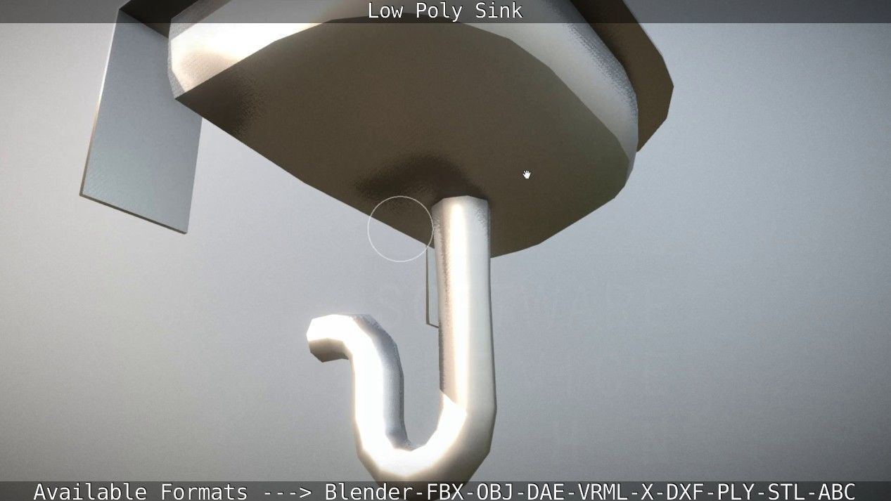 Low-Poly Sink bathroom with two faucets Low-poly 3D model_34