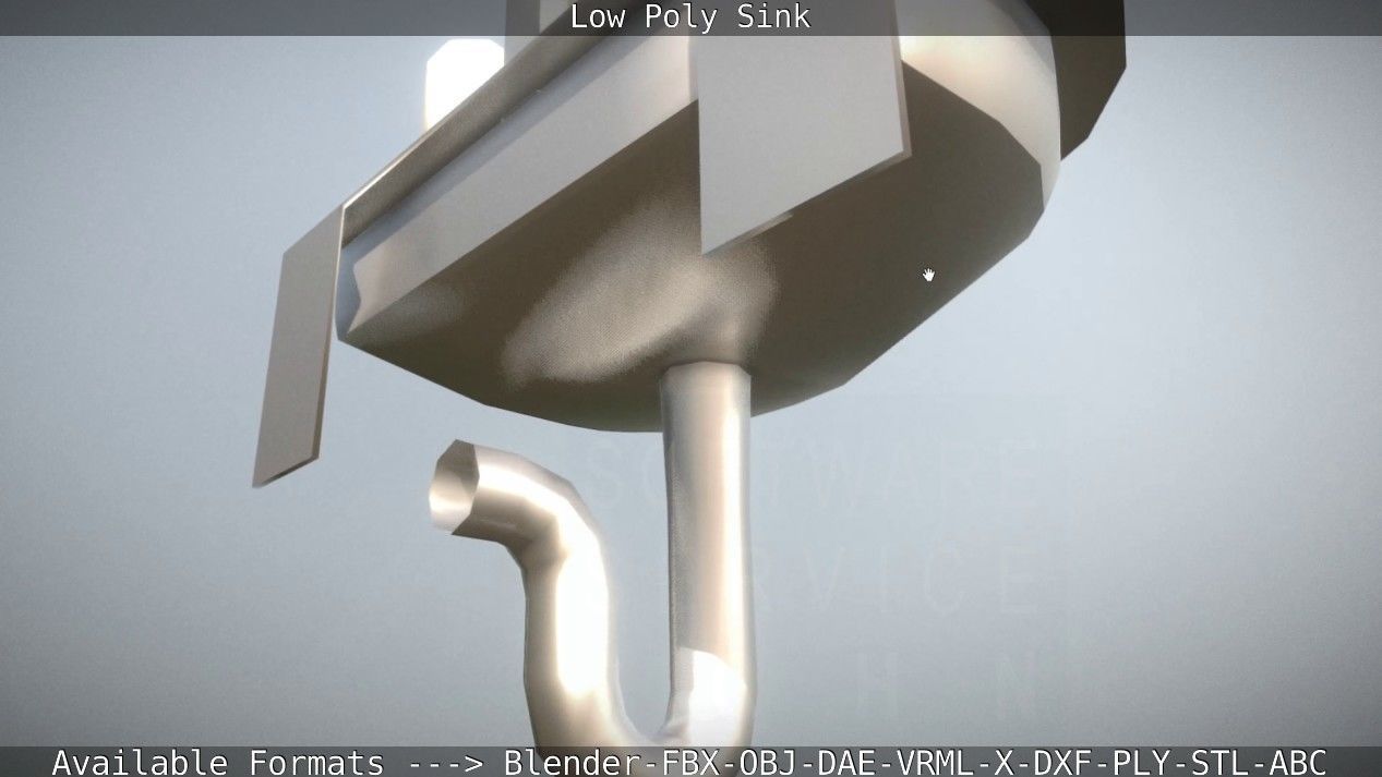 Low-Poly Sink bathroom with two faucets Low-poly 3D model_36