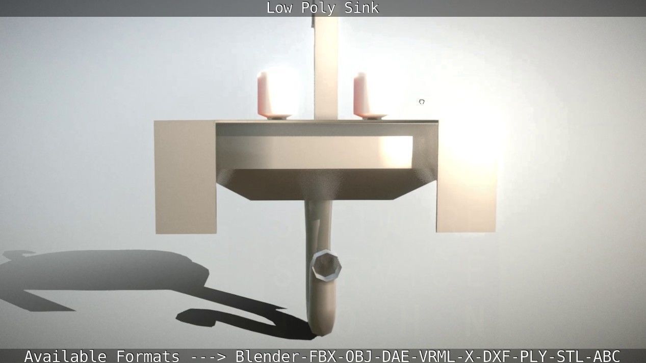 Low-Poly Sink bathroom with two faucets Low-poly 3D model_72