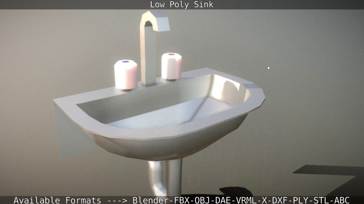 Low-Poly Sink bathroom with two faucets Low-poly 3D model_68