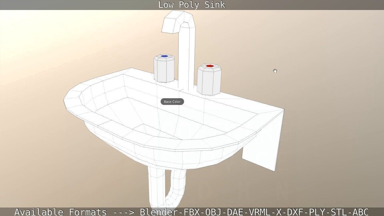 Low-Poly Sink bathroom with two faucets Low-poly 3D model_64