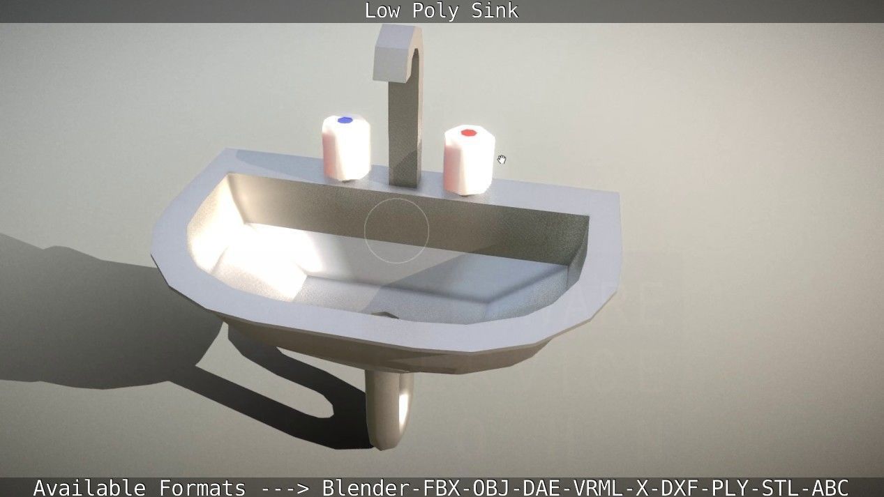 Low-Poly Sink bathroom with two faucets Low-poly 3D model_81