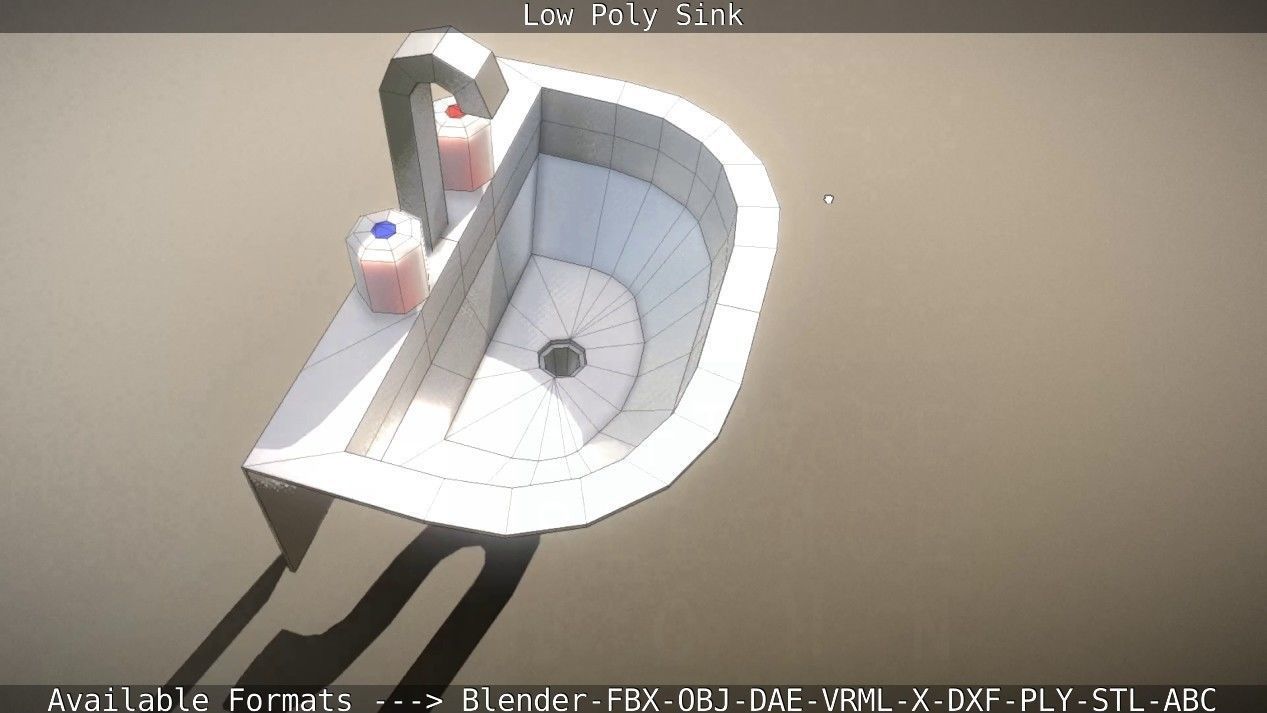 Low-Poly Sink bathroom with two faucets Low-poly 3D model_90
