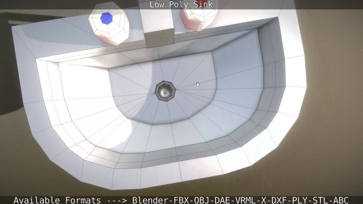 Low-Poly Sink bathroom with two faucets Low-poly 3D model_89