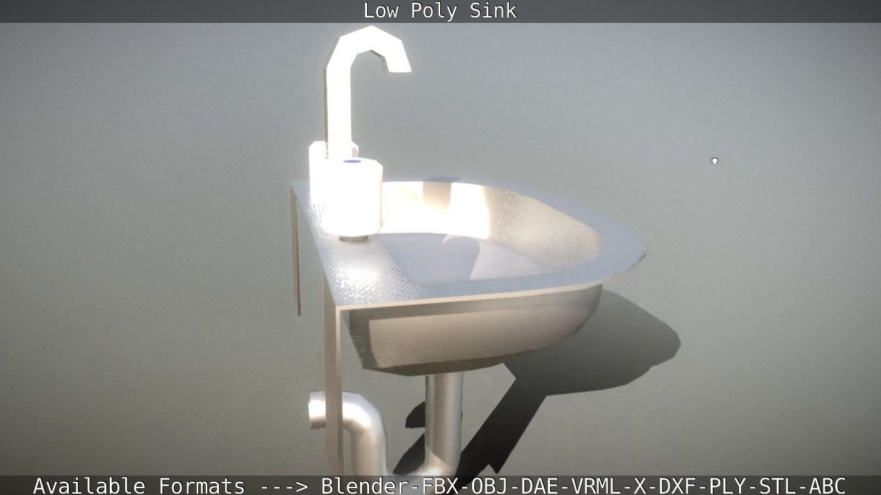 Low-Poly Sink bathroom with two faucets Low-poly 3D model_69