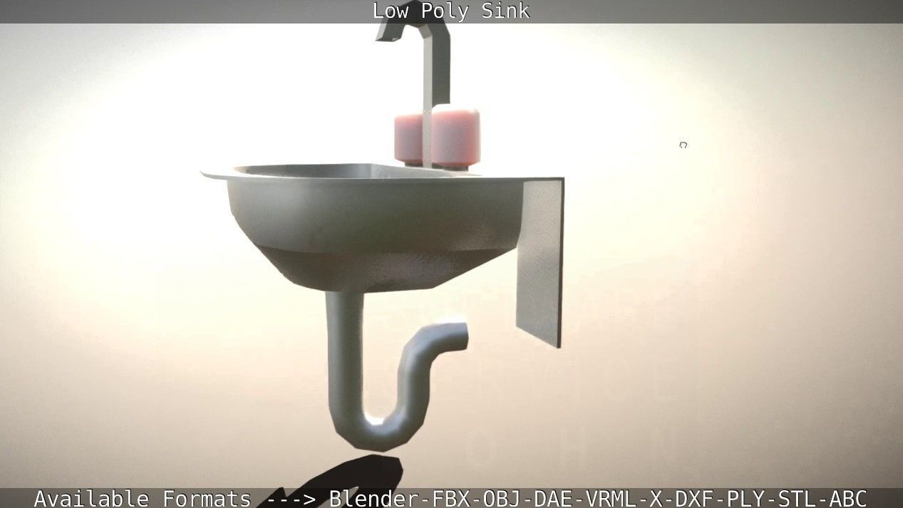 Low-Poly Sink bathroom with two faucets Low-poly 3D model_74