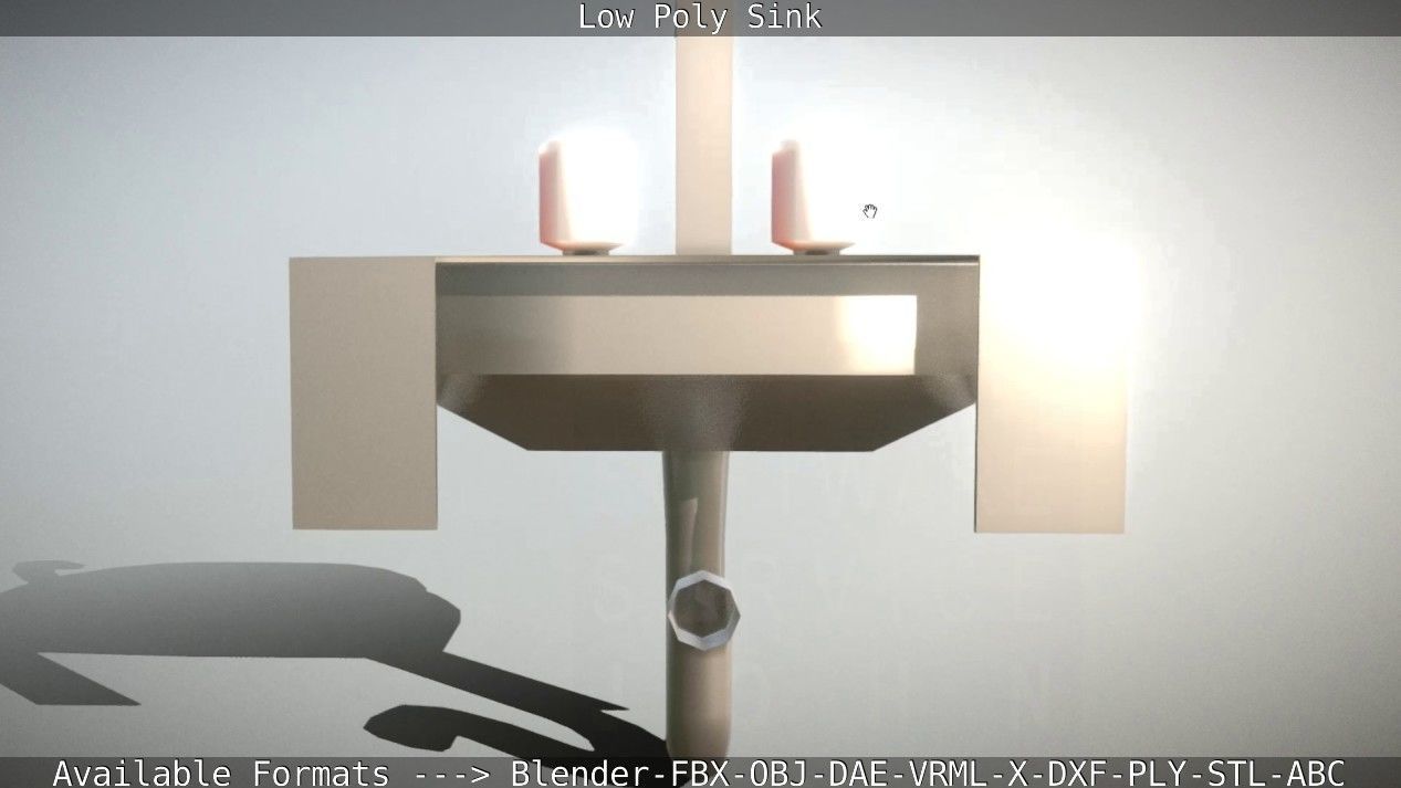 Low-Poly Sink bathroom with two faucets Low-poly 3D model_71