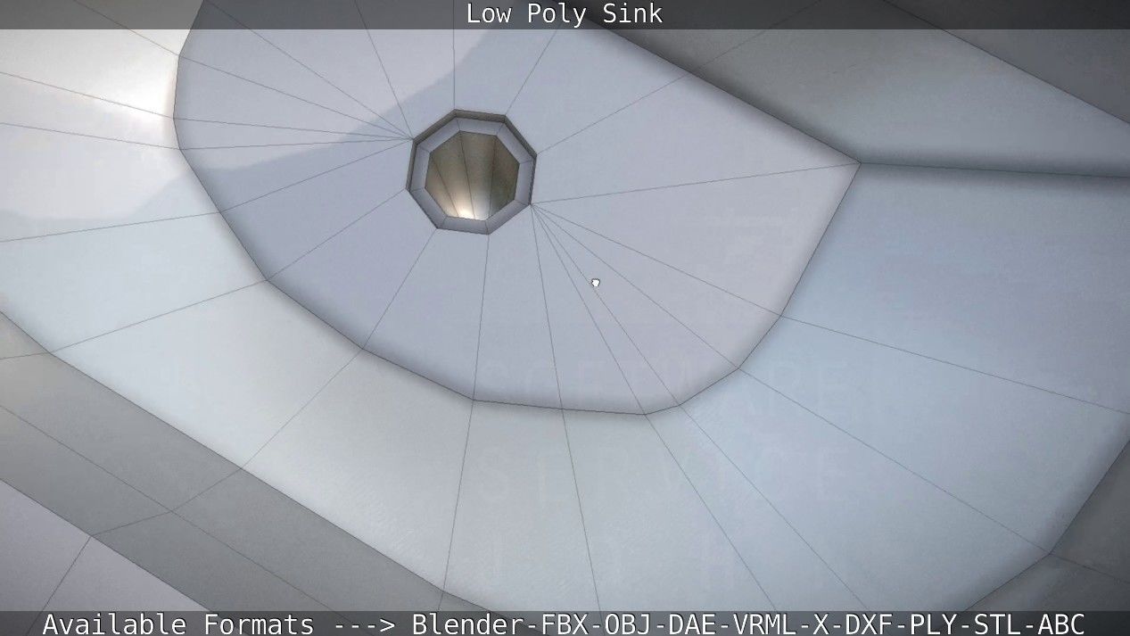 Low-Poly Sink bathroom with two faucets Low-poly 3D model_85