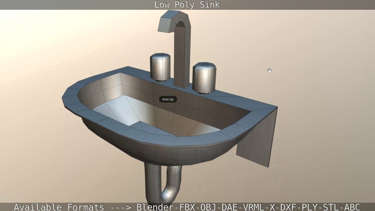 Low-Poly Sink bathroom with two faucets Low-poly 3D model_54