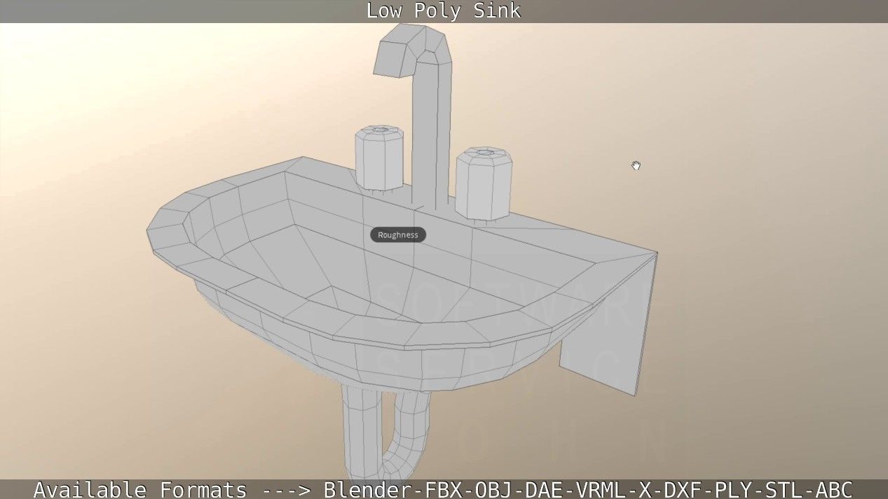 Low-Poly Sink bathroom with two faucets Low-poly 3D model_59