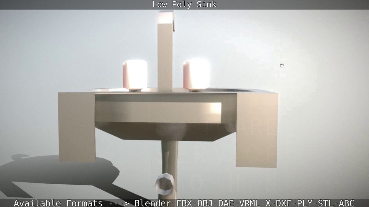 Low-Poly Sink bathroom with two faucets Low-poly 3D model_70